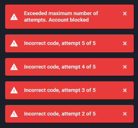 Two-factor authentication - account blocked
